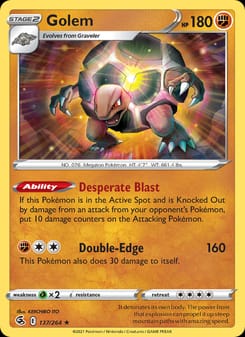 Golem 137/264 Rare – Fusion Strike Pokémon card