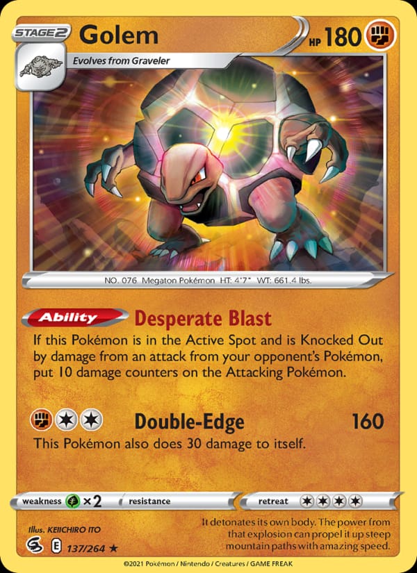 Golem 137/264 Fusion Strike Pokémon card