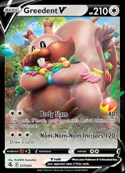 Greedent V 217/264 Ultra Rare – Fusion Strike Pokémon card