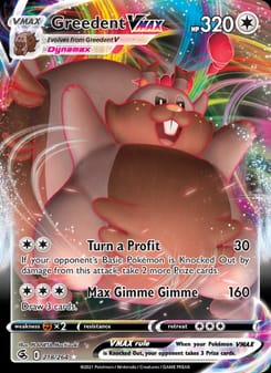 Greedent VMAX 218/264 Ultra Rare – Fusion Strike Pokémon card