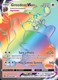 Greedent VMAX 272/264 Secret Rare – Fusion Strike Pokémon card