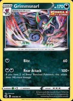 Grimmsnarl 178/264 Holo Rare – Fusion Strike Pokémon card
