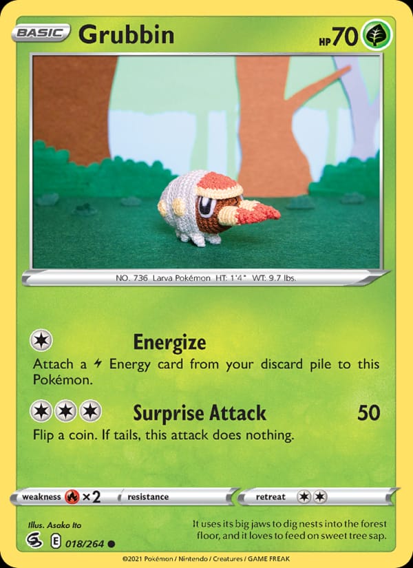 Grubbin 018/264 Fusion Strike Pokémon card