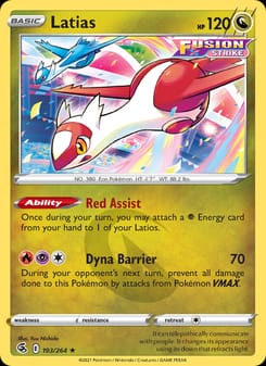 Latias 193/264 Rare – Fusion Strike Pokémon card