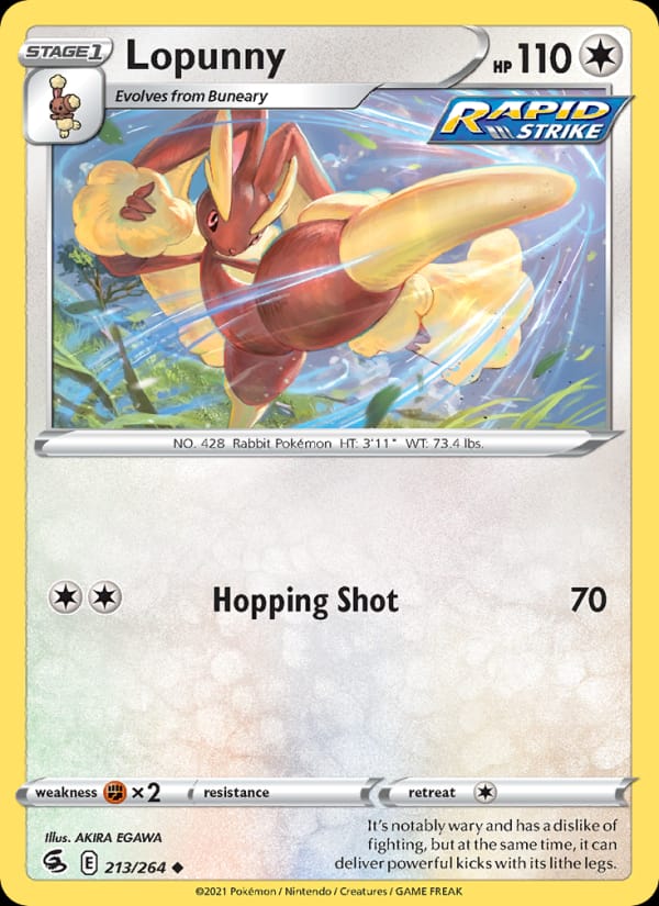 Lopunny 213/264 Fusion Strike Pokémon card