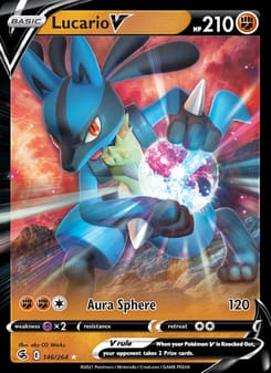 Lucario V 146/264 Ultra Rare – Fusion Strike Pokémon card
