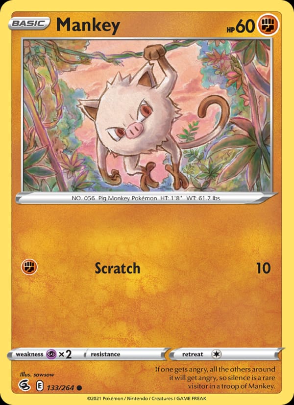 Mankey 133/264 Fusion Strike Pokémon card