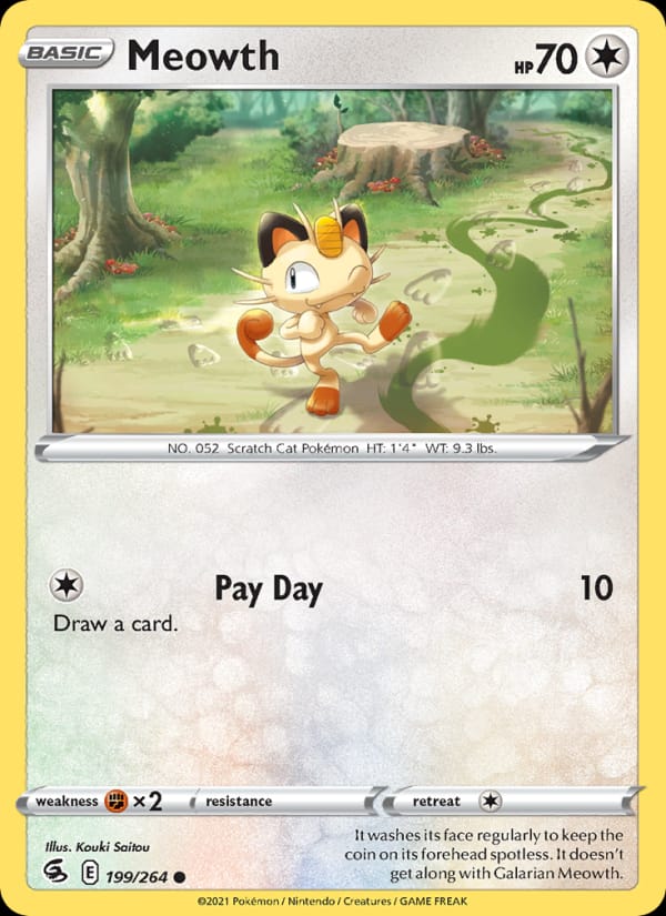 Meowth 199/264 Fusion Strike Pokémon card