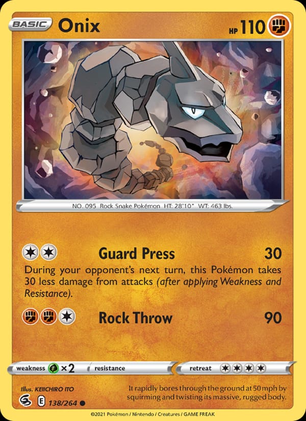 Onix 138/264 Fusion Strike Pokémon card