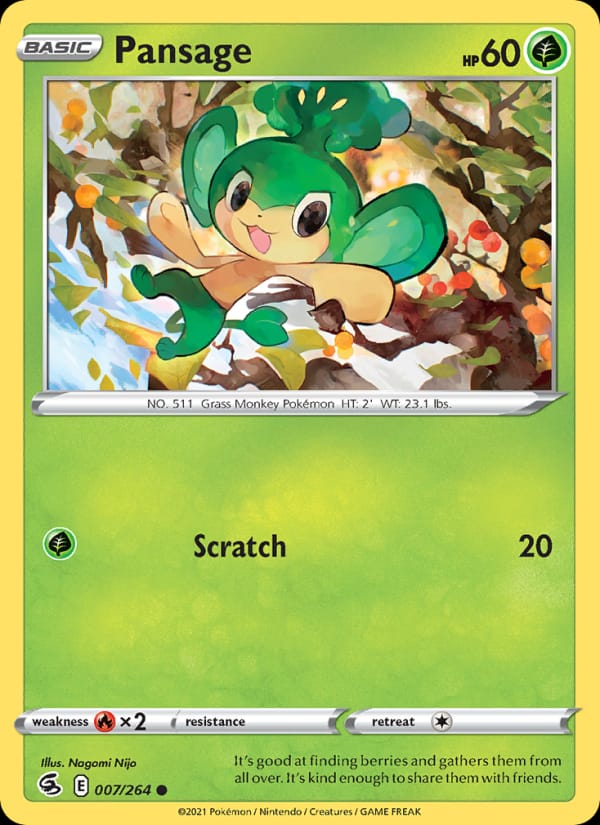 Pansage 007/264 Fusion Strike Pokémon card