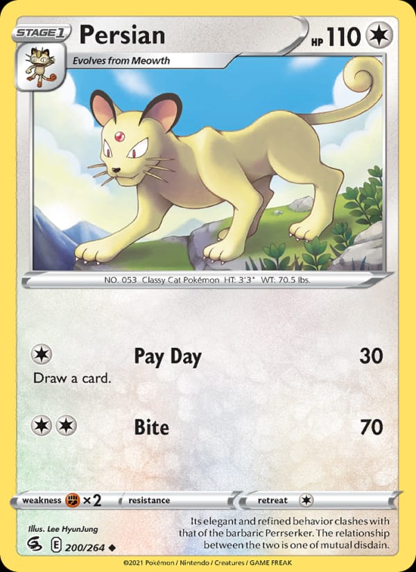 Persian 200/264 Fusion Strike Pokémon card