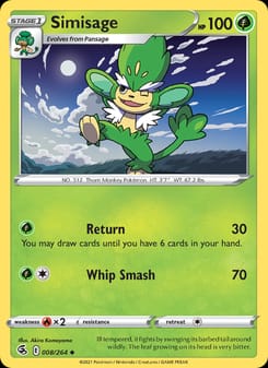 Simisage 008/264 Uncommon – Fusion Strike Pokémon card