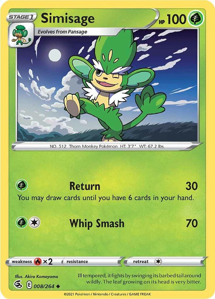 Simisage 008/264 Fusion Strike Pokémon card
