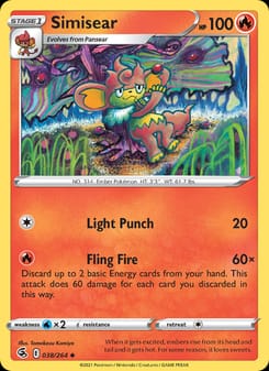Simisear 038/264 Uncommon – Fusion Strike Pokémon card