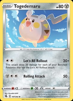 Togedemaru 187/264 Uncommon – Fusion Strike Pokémon card