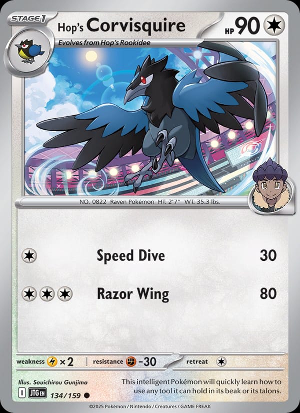 Hop's Corvisquire 134/159 Journey Together Pokémon card