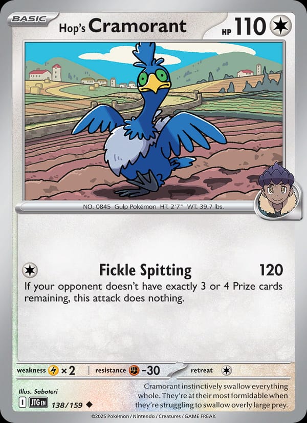 Hop's Cramorant 138/159 Journey Together Pokémon card