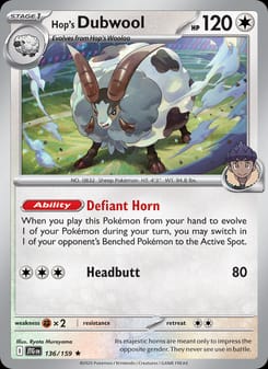 Hop's Dubwool 136/159 Rare – Journey Together Pokémon card