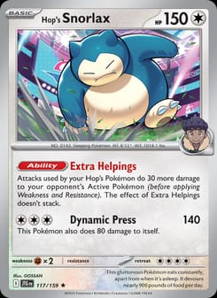 Hop's Snorlax 117/159 Rare – Journey Together Pokémon card