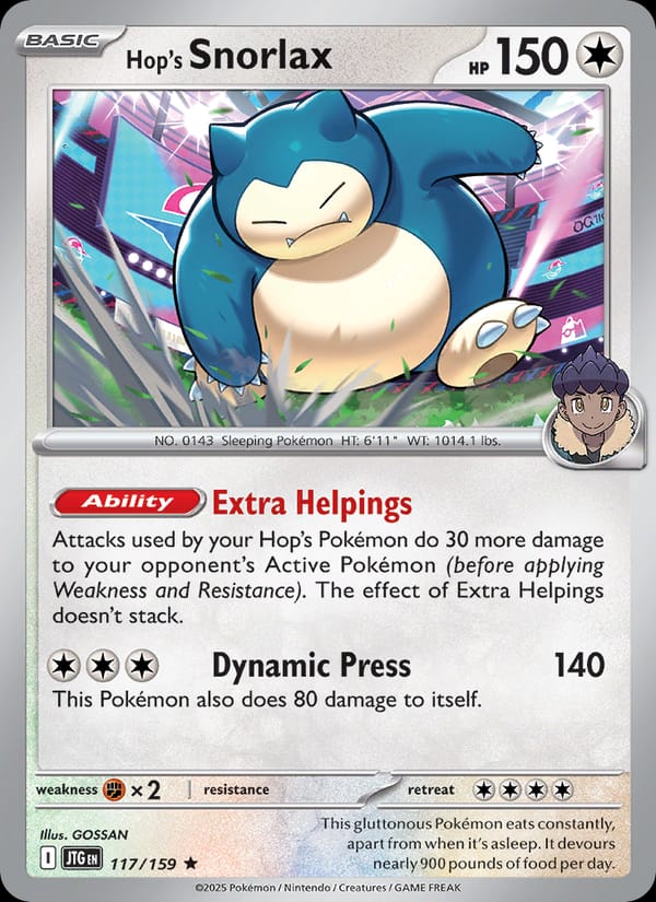 Hop's Snorlax 117/159 Journey Together Pokémon card