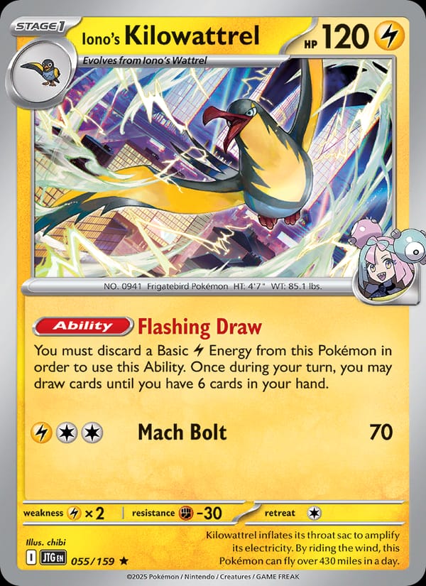 Iono's Kilowattrel 055/159 Journey Together Pokémon card