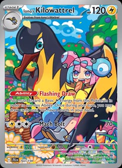 Iono's Kilowattrel 163/159 Illustration Rare – Journey Together Pokémon card