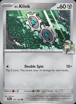 N's Klink 103/159 Common – Journey Together Pokémon card