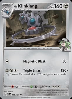 N's Klinklang 105/159 Uncommon – Journey Together Pokémon card