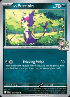 N's Purrloin 096/159 Common – Journey Together Pokémon card