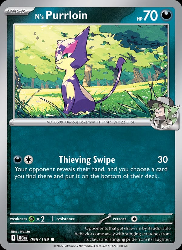N's Purrloin 096/159 Journey Together Pokémon card