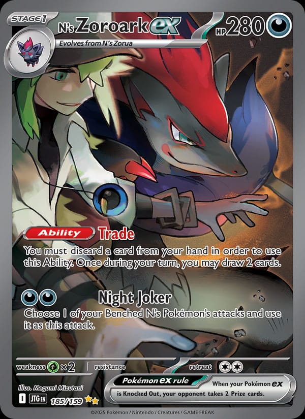 N's Zoroark ex 185/159 Journey Together Pokémon card