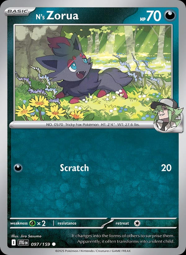 N's Zorua 097/159 Journey Together Pokémon card