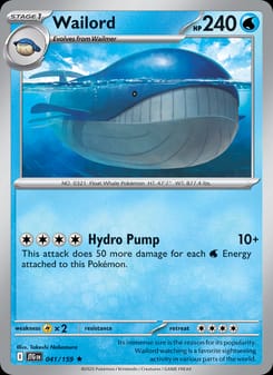 Wailord 041/159 Rare – Journey Together Pokémon card