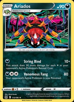 Ariados 113/196 Rare – Lost Origin Pokémon card