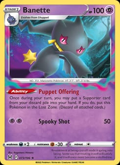 Banette 073/196 Rare – Lost Origin Pokémon card
