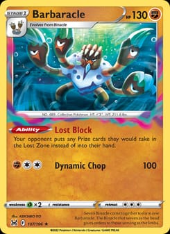 Barbaracle 107/196 Holo Rare – Lost Origin Pokémon card