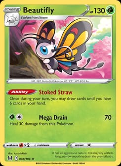 Beautifly 008/196 Holo Rare – Lost Origin Pokémon card