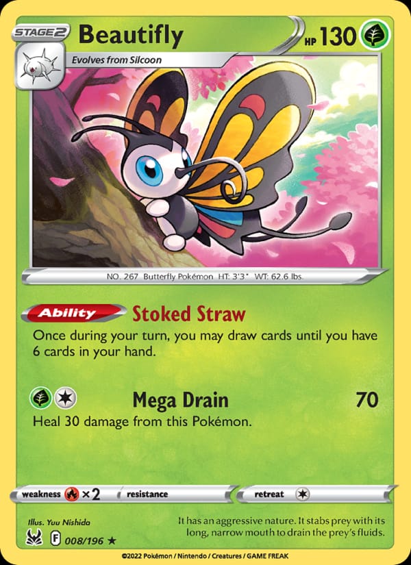Beautifly 008/196 Lost Origin Pokémon card