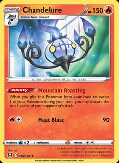 Chandelure 026/196 Holo Rare – Lost Origin Pokémon card