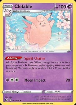 Clefable 063/196 Rare – Lost Origin Pokémon card