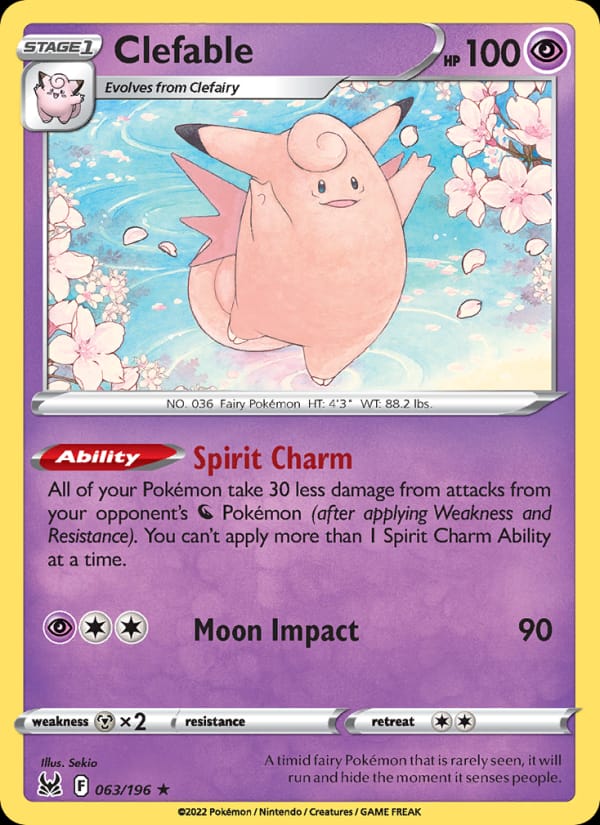 Clefable 063/196 Lost Origin Pokémon card