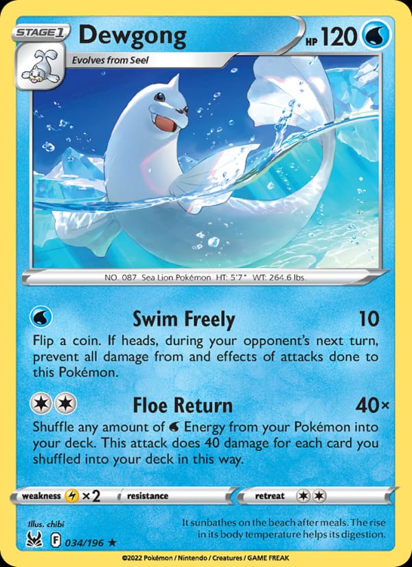 Dewgong 034/196 Lost Origin Pokémon card