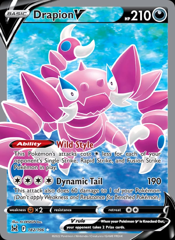 Drapion V 182/196 Lost Origin Pokémon card