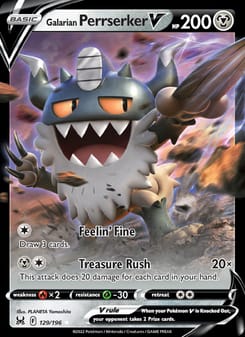 Galarian Perrserker V 129/196 Ultra Rare – Lost Origin Pokémon card