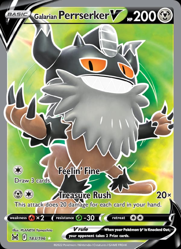 Galarian Perrserker V 183/196 Lost Origin Pokémon card