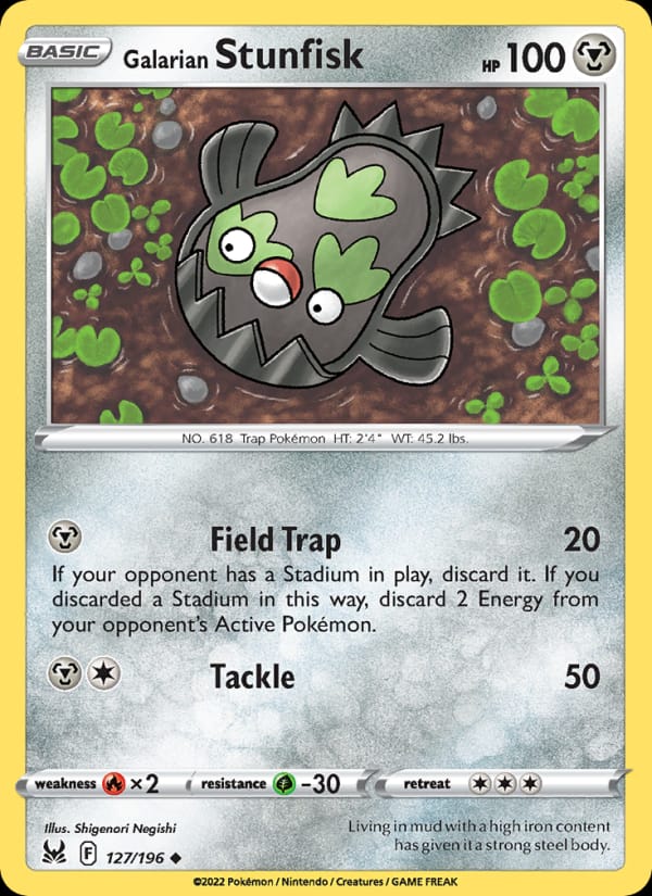Galarian Stunfisk 127/196 Lost Origin Pokémon card