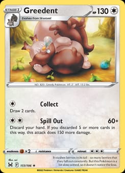 Greedent 151/196 Rare – Lost Origin Pokémon card