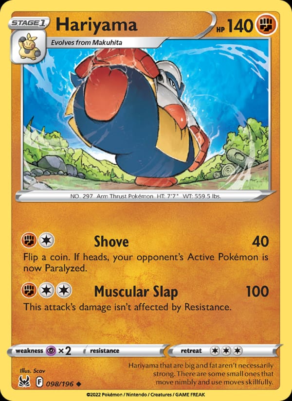 Hariyama 098/196 Lost Origin Pokémon card