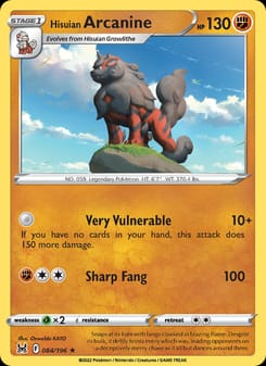 Hisuian Arcanine 084/196 Holo Rare – Lost Origin Pokémon card