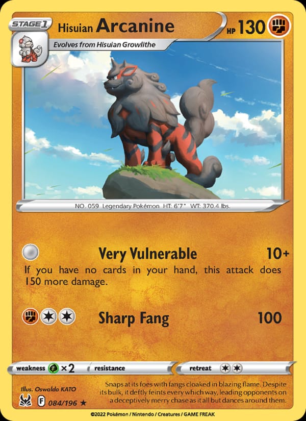 Hisuian Arcanine 084/196 Lost Origin Pokémon card